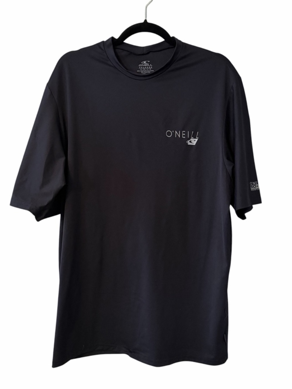 O'Neill Black Surf Short Sleeve UV Performance Rash Tee Shirt Men’s Size XXL
